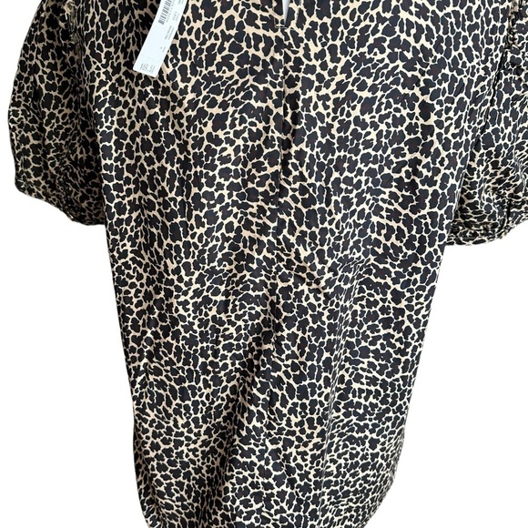 J. CREW Leopard Print Poplin Short Puff Sleeve Crisp Animal Cheetah Size Large - Picture 9 of 17